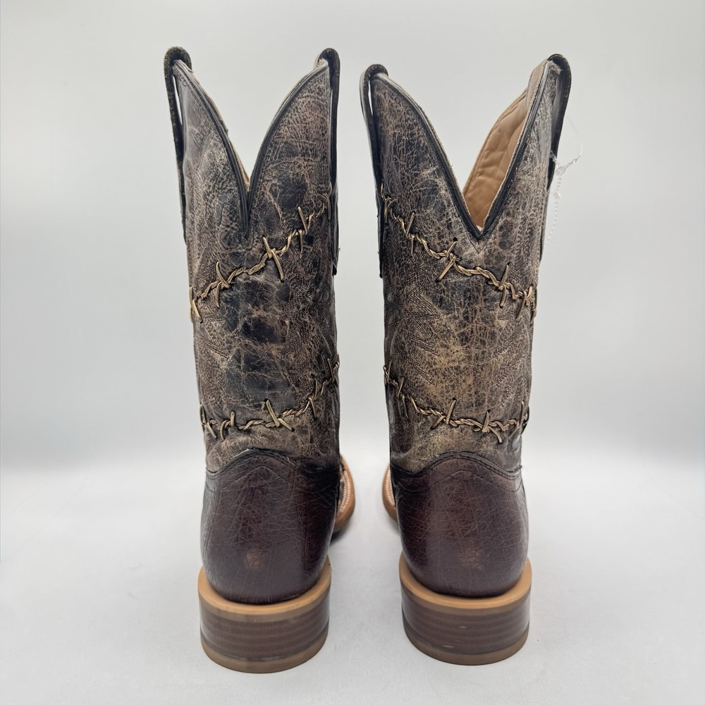 Corral Exotic Ostrich Barbed Wire Boots Men's Size 8.5 D Brown Leather Genuine - Picture 4 of 16